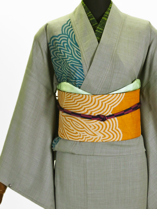 ジャカード織り両面麻半巾帯　新品 ジャカード織り両面麻半巾帯新品