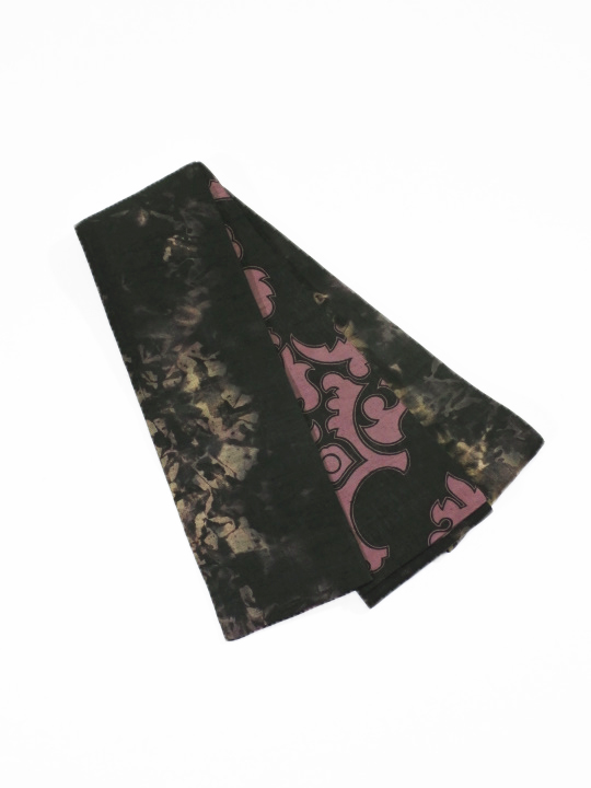 半巾帯0199-01本麻 絞り×タトゥ(クロ・ワイン) 麻半巾帯 JOTARO