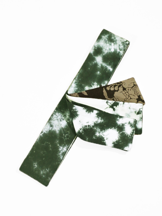 角帯 本麻24-335-02 絞り×花段(クロ・グレー・ムラサキ) 麻角帯 JOTARO