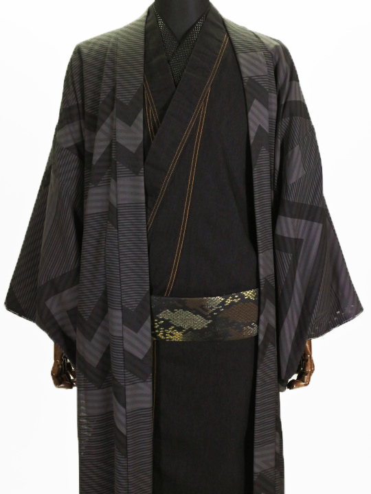 メンズ プレタ単衣ロウコート ギシャ 囲みV字（黒） アウター JOTARO SAITO