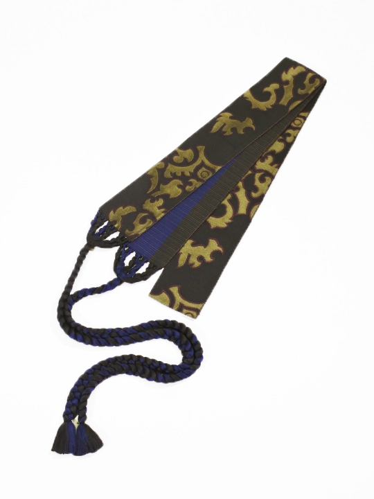 Os363 裂織 角帯 織組紐角帯25-03-02 タトゥ（チャコール×紐紺） 角帯 JOTARO SAITO