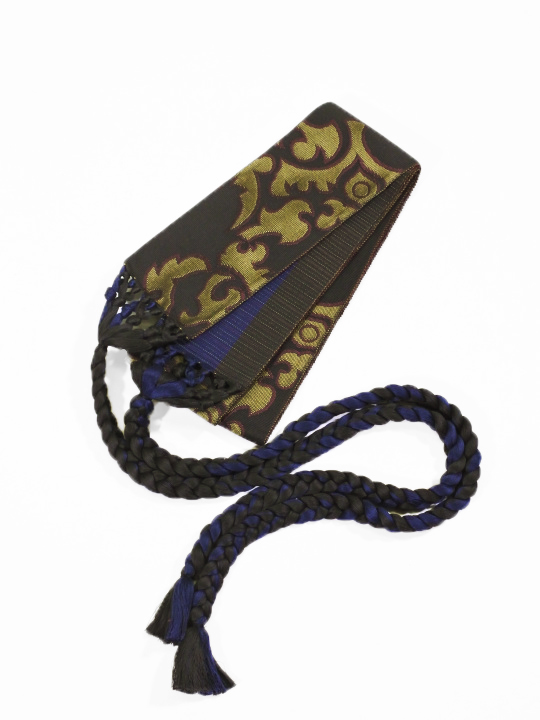 Os363 裂織 角帯 織角帯0326-01 バイアス格子（カーキ） 角帯 JOTARO SAITO