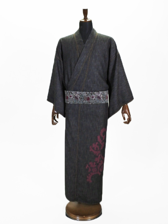 メンズデニム浴衣 6 5oz 破れヨロイ花紋 Bk 金茶 全てのアイテム Jotaro Saito