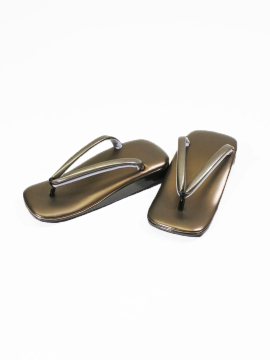 メンズ雪駄 革ロゴ付（カーキ×チャシボ×クロ） 雪駄 JOTARO SAITO