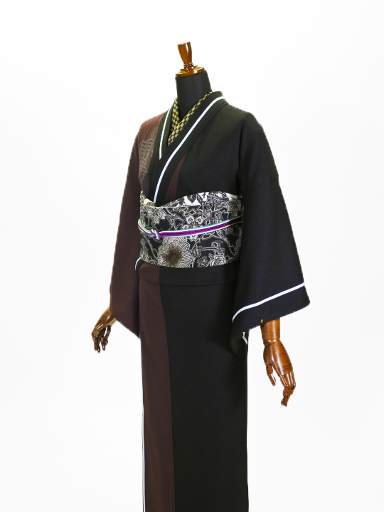 レディースバイカラージャージ 縞ボタン （クロ×ワイン）F ジャージ