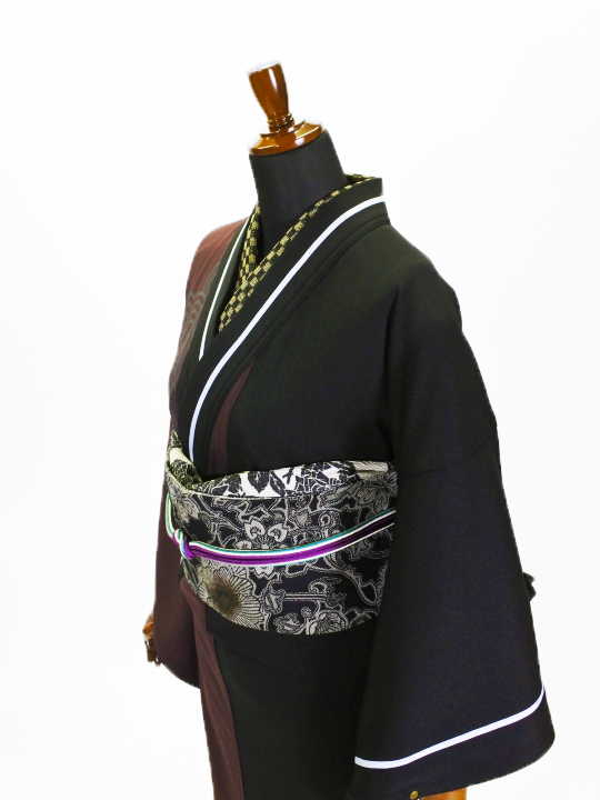 レディースバイカラージャージ 縞ボタン （クロ×ワイン）F ジャージ